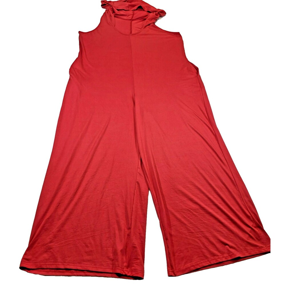 Sleeveless Red Hooded Jumpsuit with Pockets Women's Size 3X